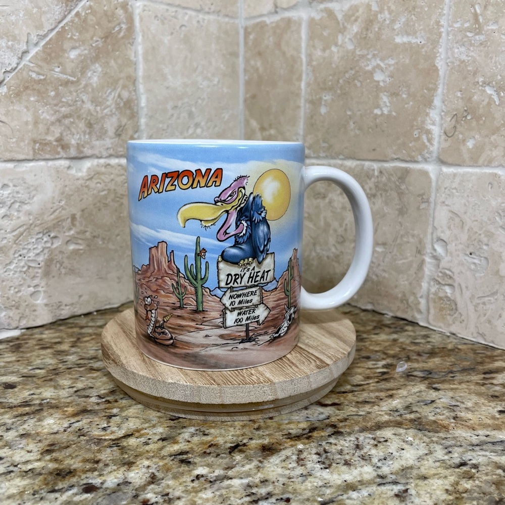 Vintage Arizona Fun Coffee Mug. Dry heat, nowhere 10 miles, water 100 miles